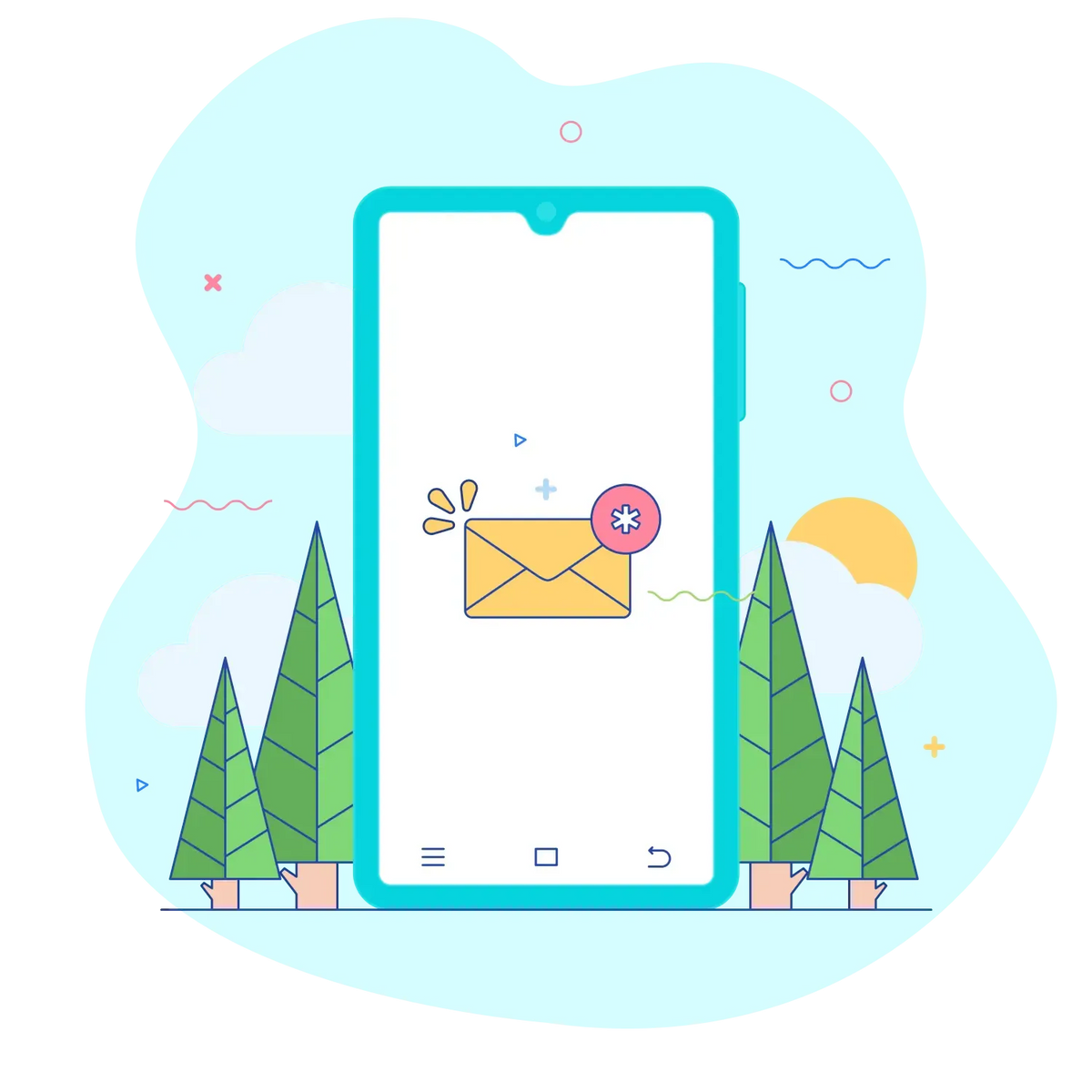 Notification channels - WhatsApp, SMS, and Email icons